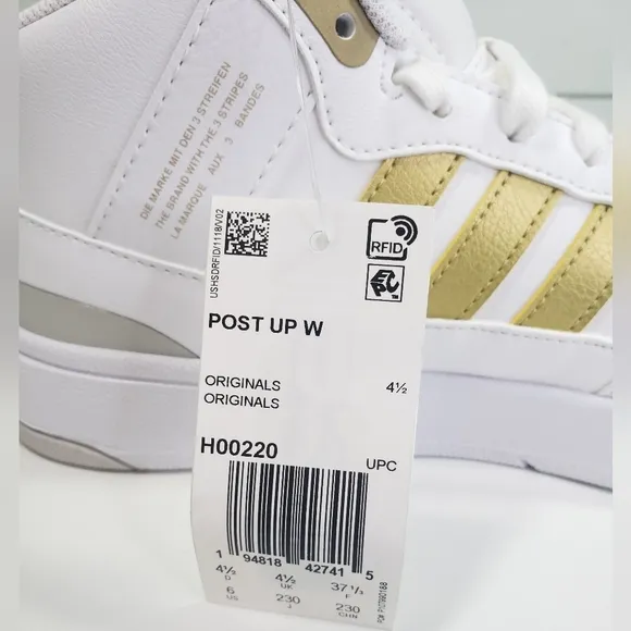 Adidas Post Up WOMEN White Gold Mid Top Casual Lifestyle Sneakers Size 6
