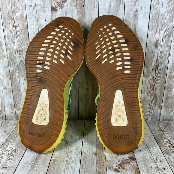 Adidas Yeezy Boost 350 V2 Semi‎ Frozen Yellow Zebra Pattern Sneakers Size 9.5