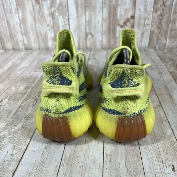 Adidas Yeezy Boost 350 V2 Semi‎ Frozen Yellow Zebra Pattern Sneakers Size 9.5