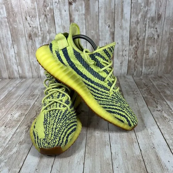 Adidas Yeezy Boost 350 V2 Semi‎ Frozen Yellow Zebra Pattern Sneakers Size 9.5