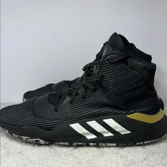 Adidas Black and Gold High-Top Athletic Shoes Size 15