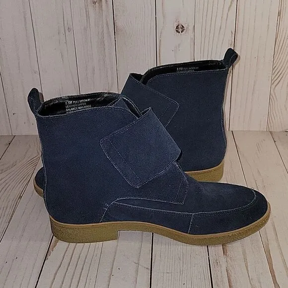 Aerosoles Full Moon Booties Boots Blue Suede leather Hook Loop Closure 8.5
