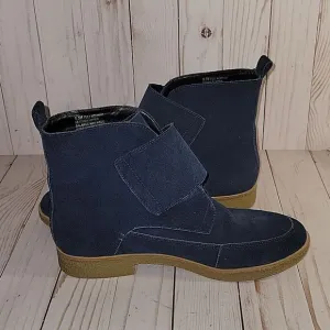 Aerosoles Full Moon Booties Boots Blue Suede leather Hook Loop Closure 8.5