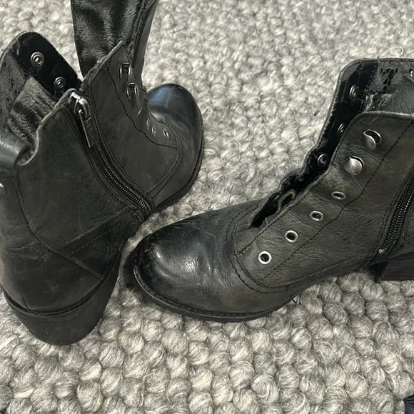 Aetrex Women’s Black Leather Moto Boots Size 38.5