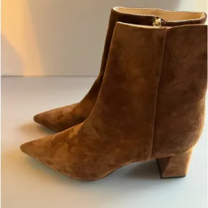 AGL Ankle Boots Booties Brown suede Shaped Heel Pointed Toe Zipper 10US / 40EU