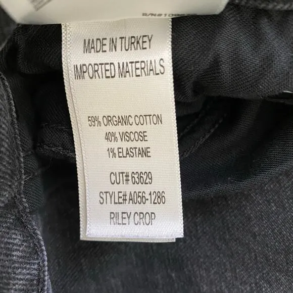 AGOLDE Riley Size 30 Panoramic Gray Black High Rise Straight Crop Stretch Casual