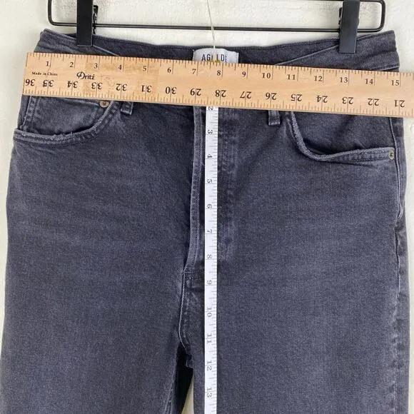 AGOLDE Riley Size 30 Panoramic Gray Black High Rise Straight Crop Stretch Casual