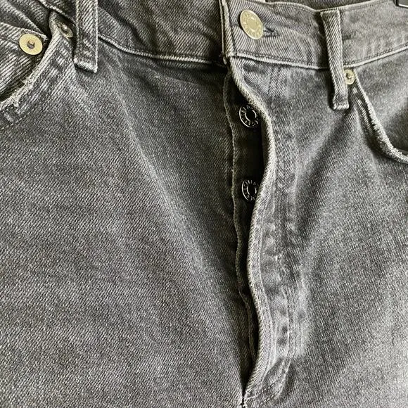 AGOLDE Riley Size 30 Panoramic Gray Black High Rise Straight Crop Stretch Casual