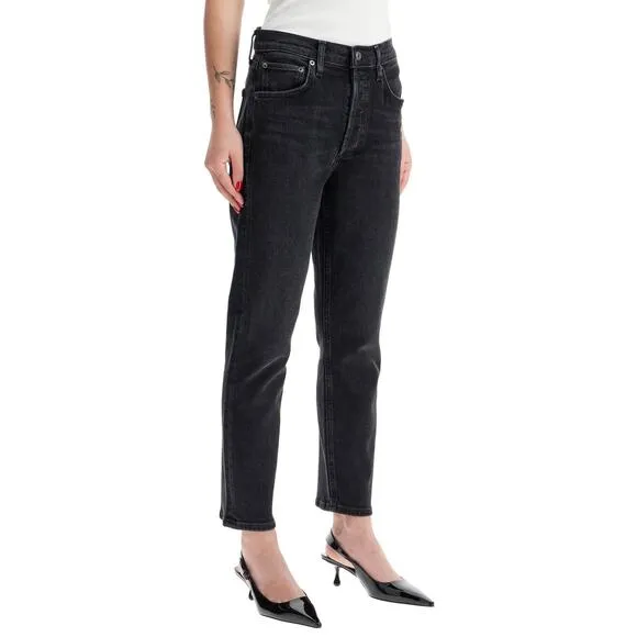 AGOLDE Riley Size 30 Panoramic Gray Black High Rise Straight Crop Stretch Casual