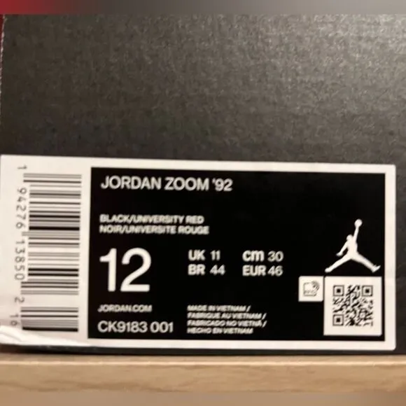 Air Jordan Men's Zoom 92 Basketball Shoes Black Nike Air Jumpman Design