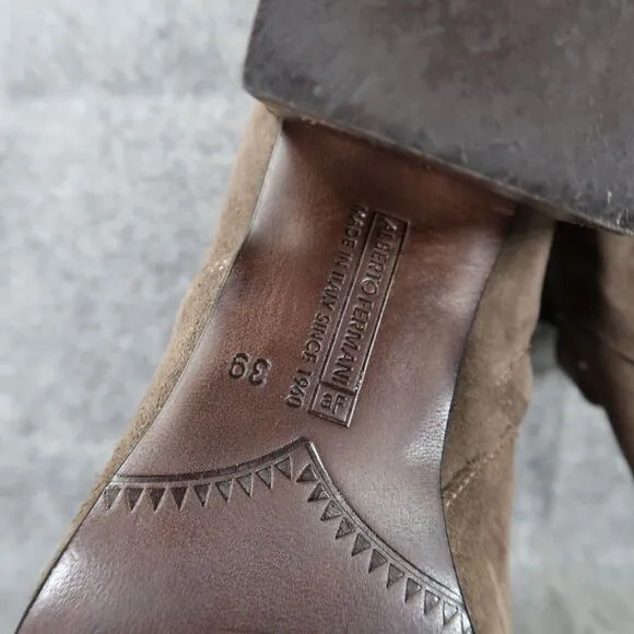 Alberto Fermani Shoes Womens 39 Booties Fashion Leather Cutout Open Toe Brown