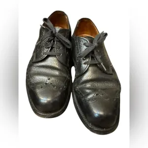 Alden Black Wing Tipped Pebbled Oxford Shoes Size 3‎ Vintage