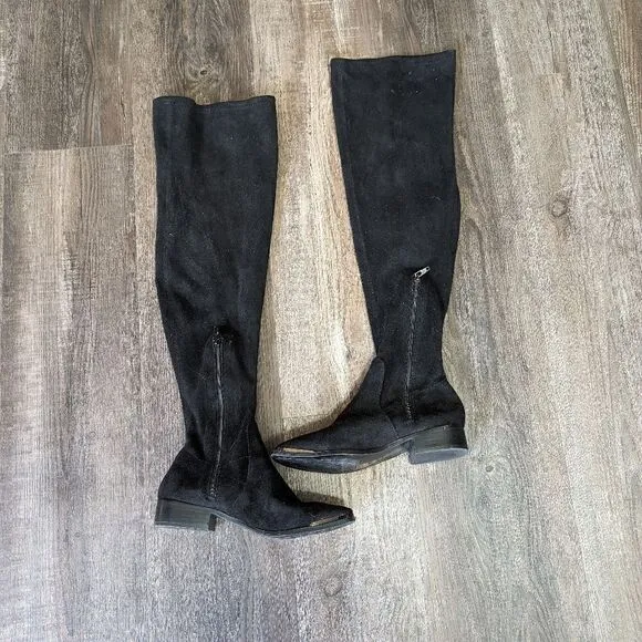 ALDO Women's Black Faux Suede Thigh High Boots Size 6.5
