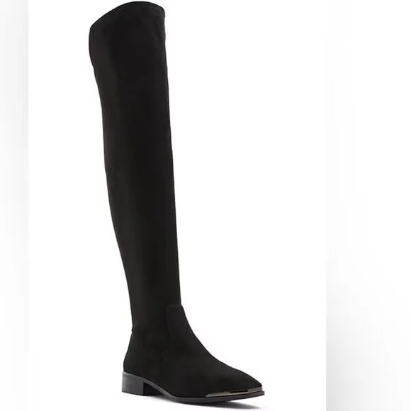 ALDO Women's Black Faux Suede Thigh High Boots Size 6.5