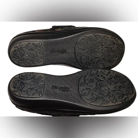 ALEGRIA LAURYN 9.5 10 M 40 BLACK REGAL GOLD COPPER FLORAL CLOGS PLATFORM SHOES