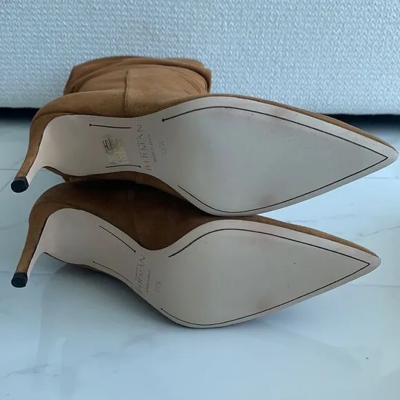 Alexandre Birman Lucy Suede Scrunch Boots Walnut Camel Brown