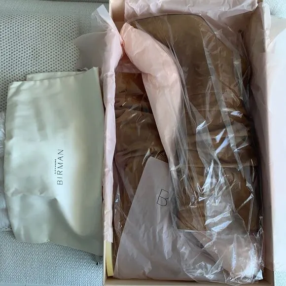 Alexandre Birman Lucy Suede Scrunch Boots Walnut Camel Brown