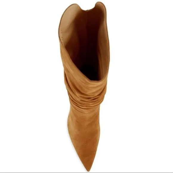 Alexandre Birman Lucy Suede Scrunch Boots Walnut Camel Brown