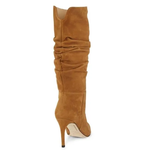 Alexandre Birman Lucy Suede Scrunch Boots Walnut Camel Brown