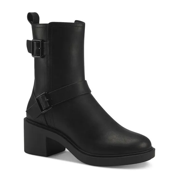 ALFANI Womens Black Buckle Accent Chantal Round Toe Block Heel Heeled Boots 7 M