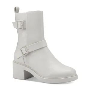ALFANI Womens White Chantal Round Toe Block Heel Heeled Boots 7.5 M