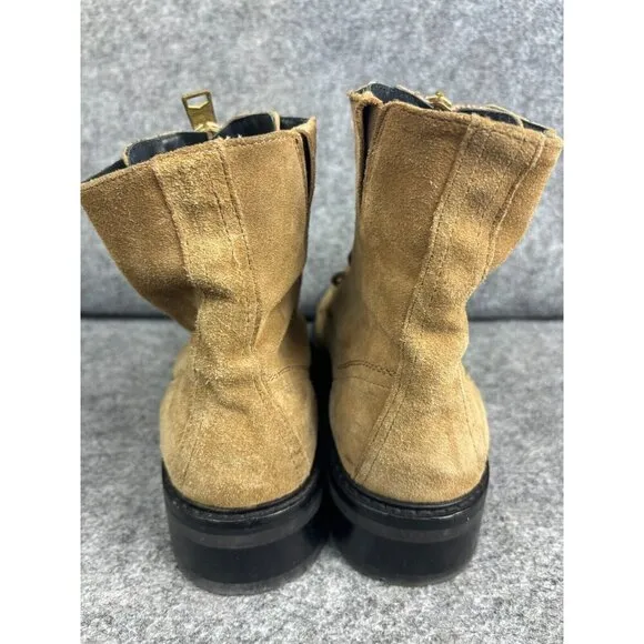 Allsaints Ariel Combat Boots Women's EU 40 Tan Suede Zip Up Ankle