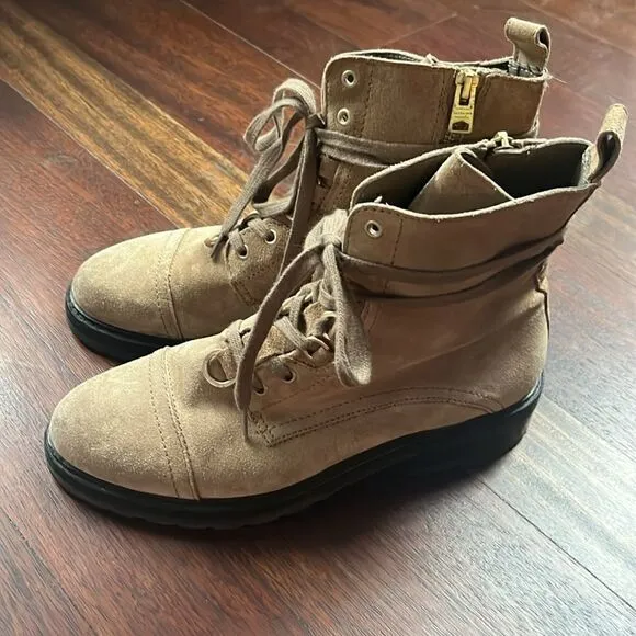 Allsaints Lira tan suede hiker combat boot