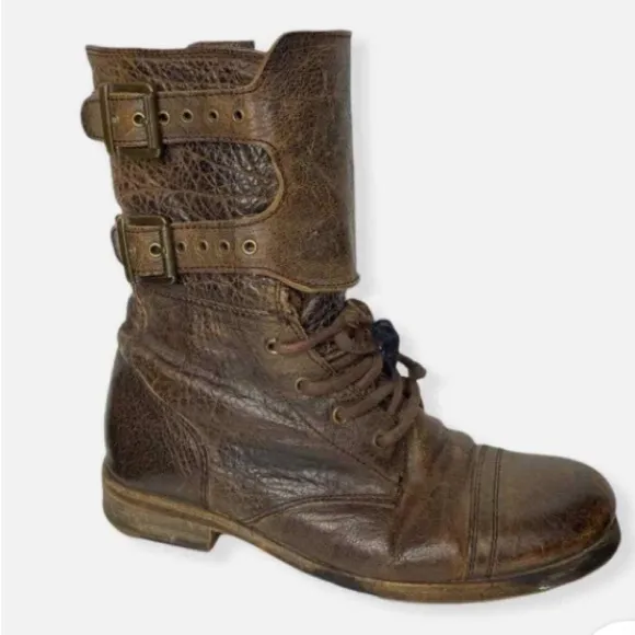 Allsaints Spitalfields Dimisi Distressed Leather Military Boots 36/6