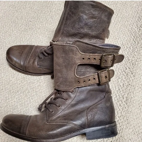 Allsaints Spitalfields Dimisi Distressed Leather Military Boots 36/6