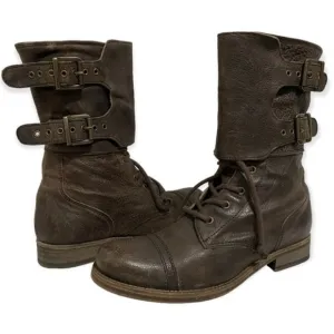 Allsaints Spitalfields Dimisi Distressed Leather Military Boots 36/6