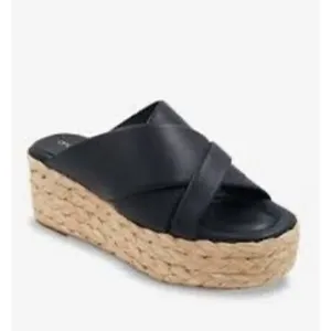 Andre Assous Calesa Crossover Strap Slip on Espadrille Sandals in Navy size 38