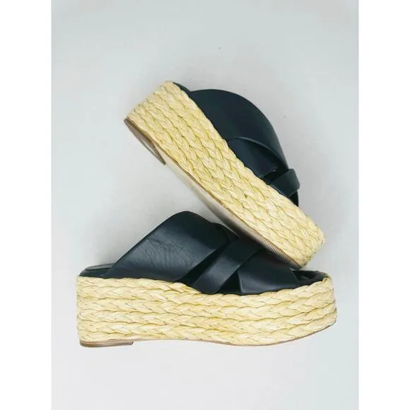 Andre Assous Calesa Crossover Strap Slip on Espadrille Sandals in Navy size 38