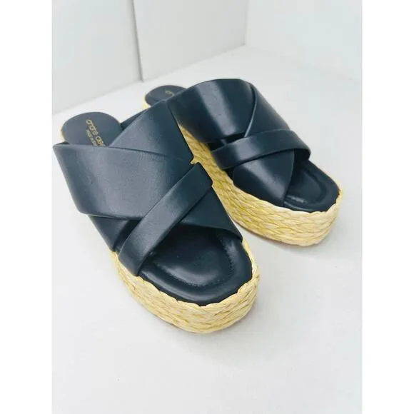 Andre Assous Calesa Crossover Strap Slip on Espadrille Sandals in Navy size 38