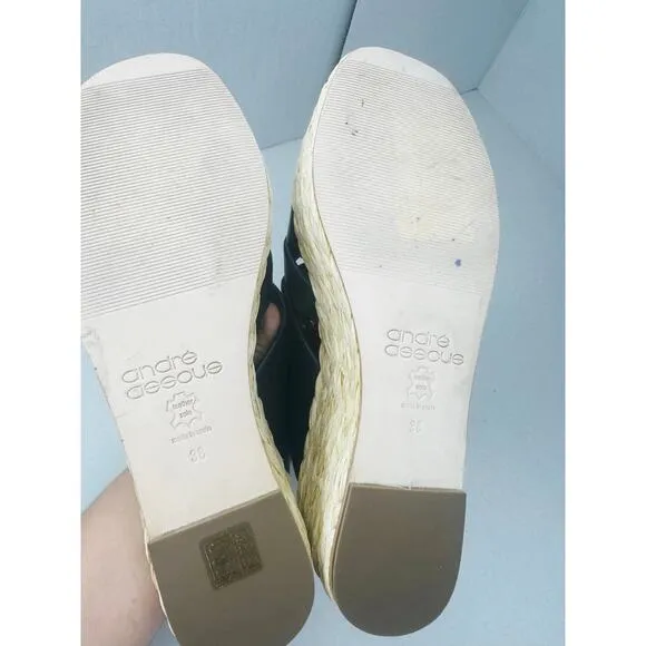 Andre Assous Calesa Crossover Strap Slip on Espadrille Sandals in Navy size 38