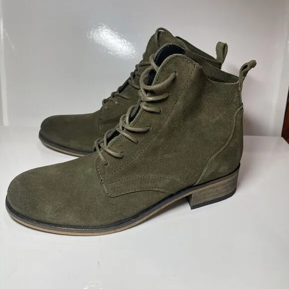 Andre Women Suede Lace Up Ankle Boots Size EUR 38 US 7.5 Green Suede Excellent