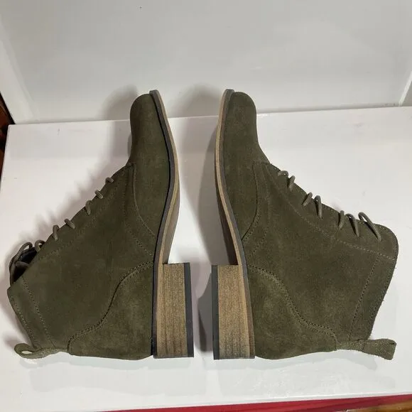 Andre Women Suede Lace Up Ankle Boots Size EUR 38 US 7.5 Green Suede Excellent