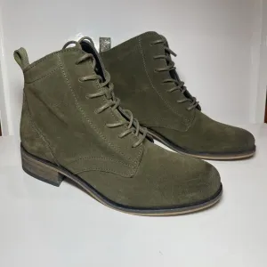 Andre Women Suede Lace Up Ankle Boots Size EUR 38 US 7.5 Green Suede Excellent