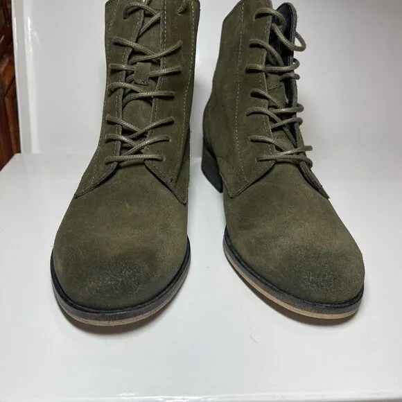 Andre Women Suede Lace Up Ankle Boots Size EUR 38 US 7.5 Green Suede Excellent