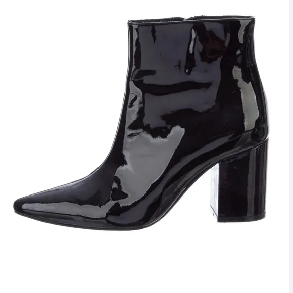 Anine Bing Patent Leather Ankle Boots 41 Black