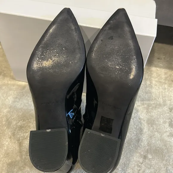 Anine Bing Patent Leather Ankle Boots 41 Black