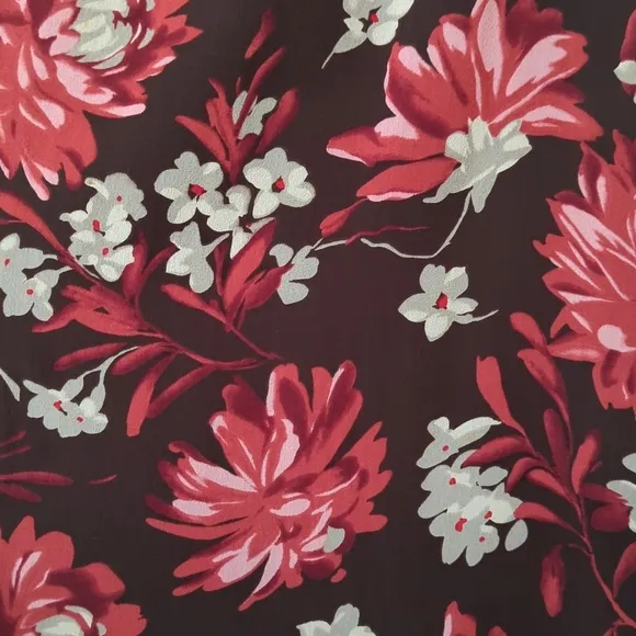Ann Taylor 90's Vintage Floral Silk Mid Rise A-Line Knee Length Skirt Brown 4