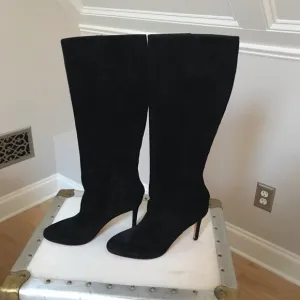 Ann Taylor Black Knee High Suede Boots Size 6 NWOB