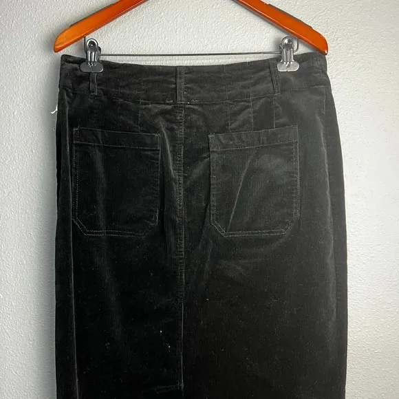 Another Love Addy Patch Pocket Midi Corduroy Skirt Pencil Casual Black Size 8