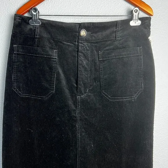 Another Love Addy Patch Pocket Midi Corduroy Skirt Pencil Casual Black Size 8