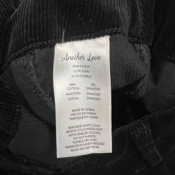 Another Love Addy Patch Pocket Midi Corduroy Skirt Pencil Casual Black Size 8