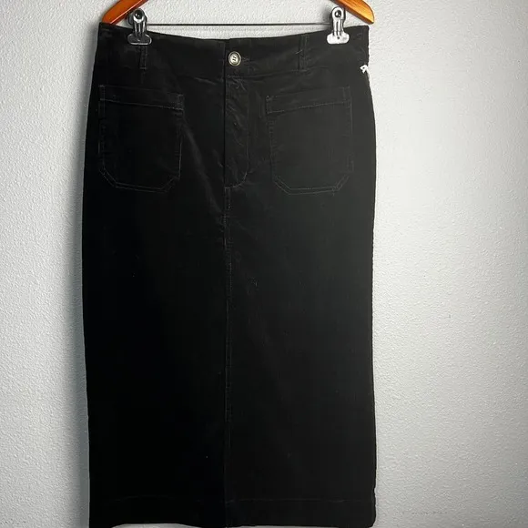 Another Love Addy Patch Pocket Midi Corduroy Skirt Pencil Casual Black Size 8