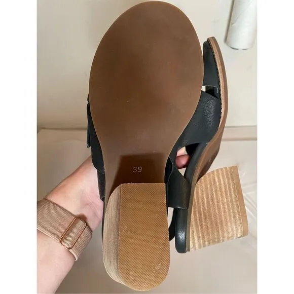 Antelope Women's 505 Black Leather Heeled Sandals size 39 8-8.5