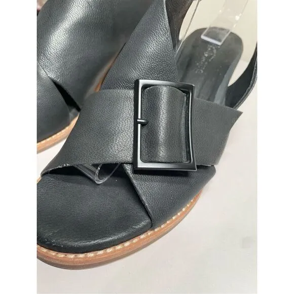 Antelope Women's 505 Black Leather Heeled Sandals size 39 8-8.5