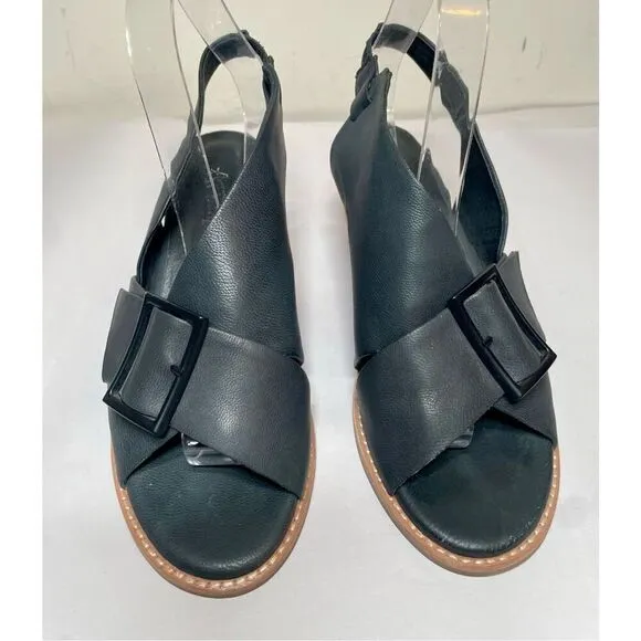 Antelope Women's 505 Black Leather Heeled Sandals size 39 8-8.5