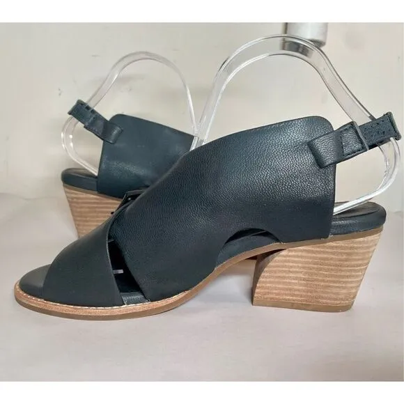 Antelope Women's 505 Black Leather Heeled Sandals size 39 8-8.5